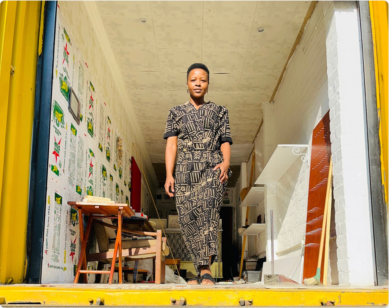 Philiswa Lila standing at her studio
