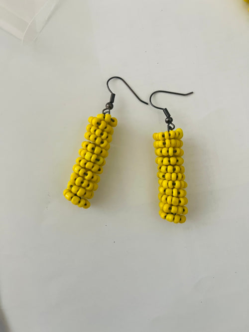 Spiral Bead Earrings (long) - Yellow - R59.99