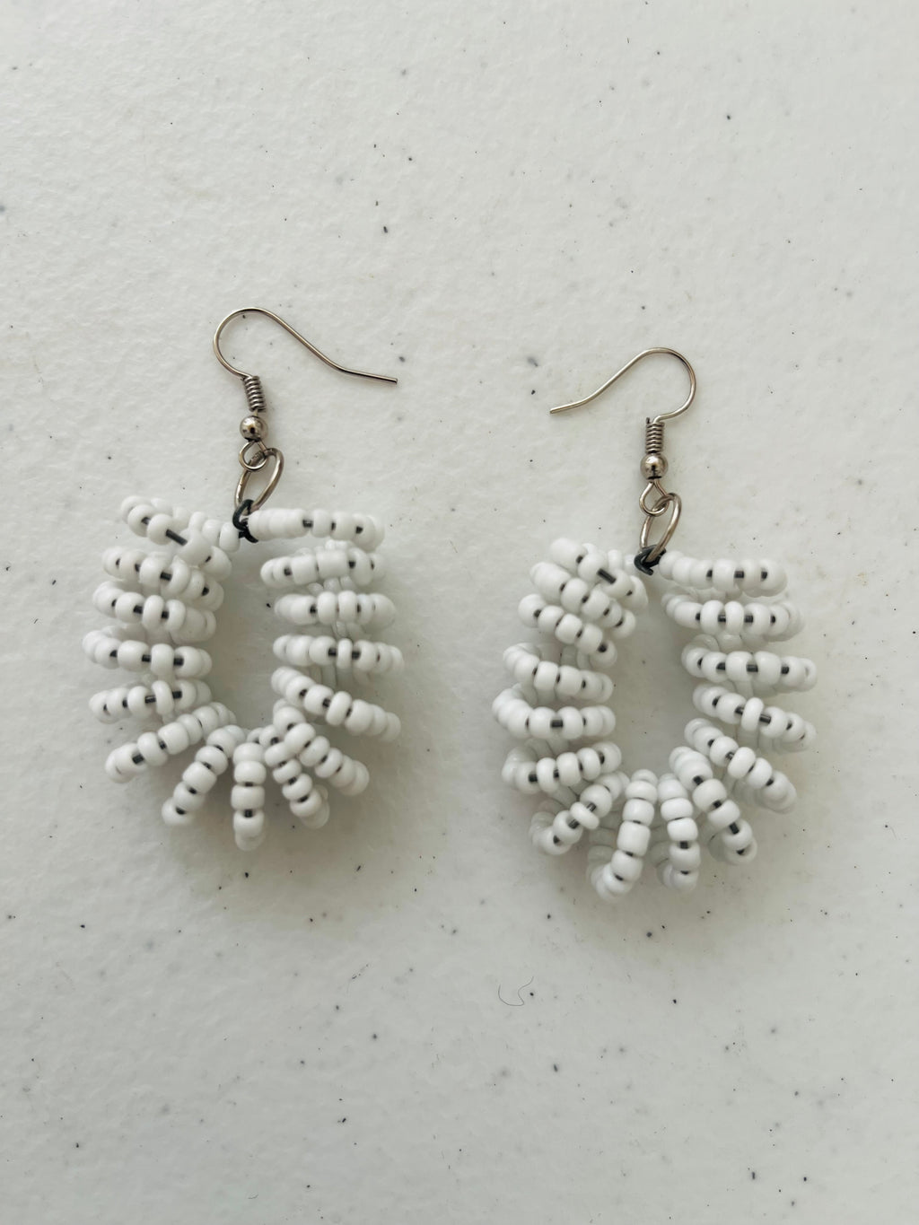 Spiral Bead Earrings (white) - R160.00