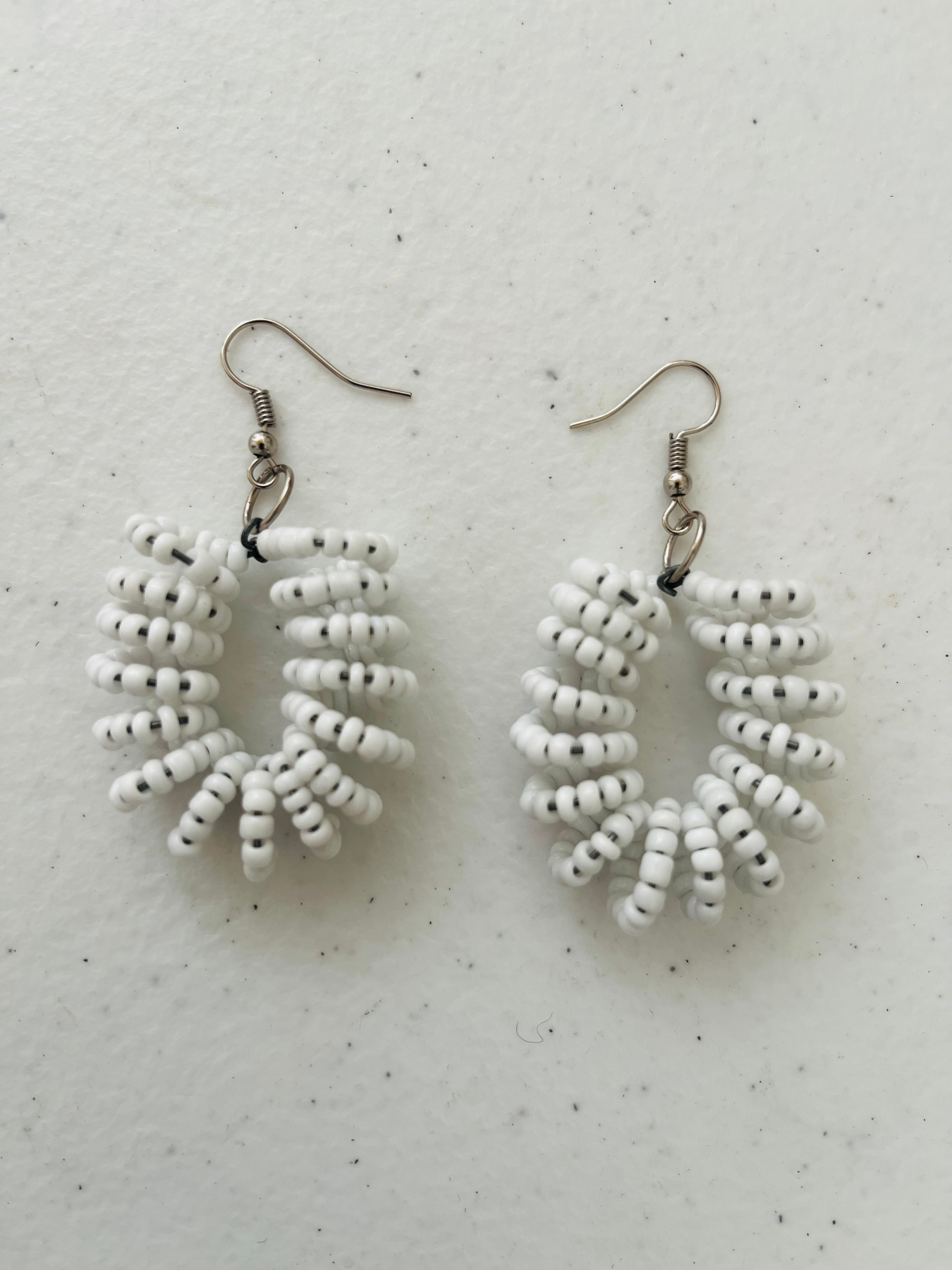 Spiral Bead Earrings (white) - R160.00