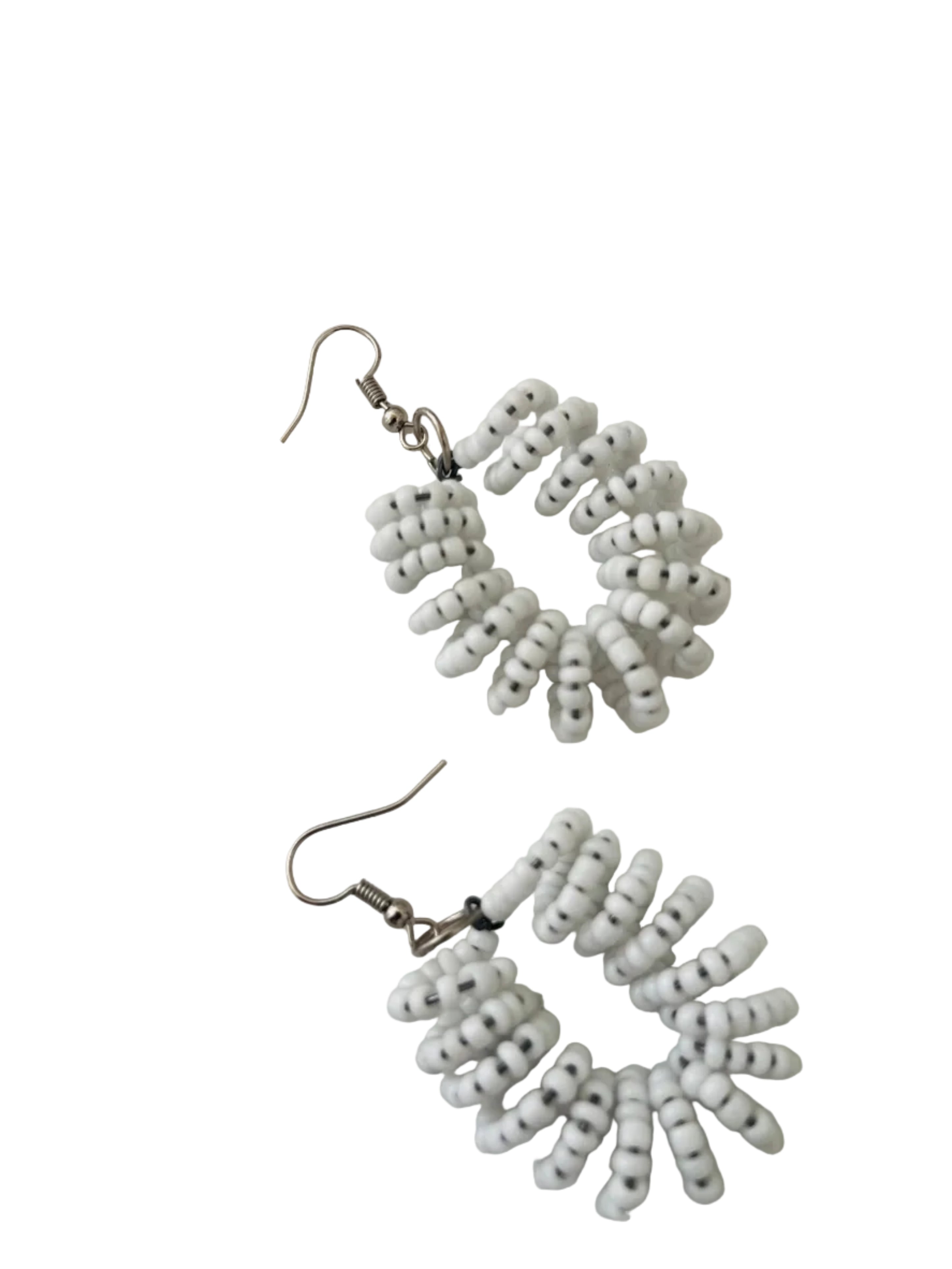 Spiral Bead Earrings (white) - R160.00