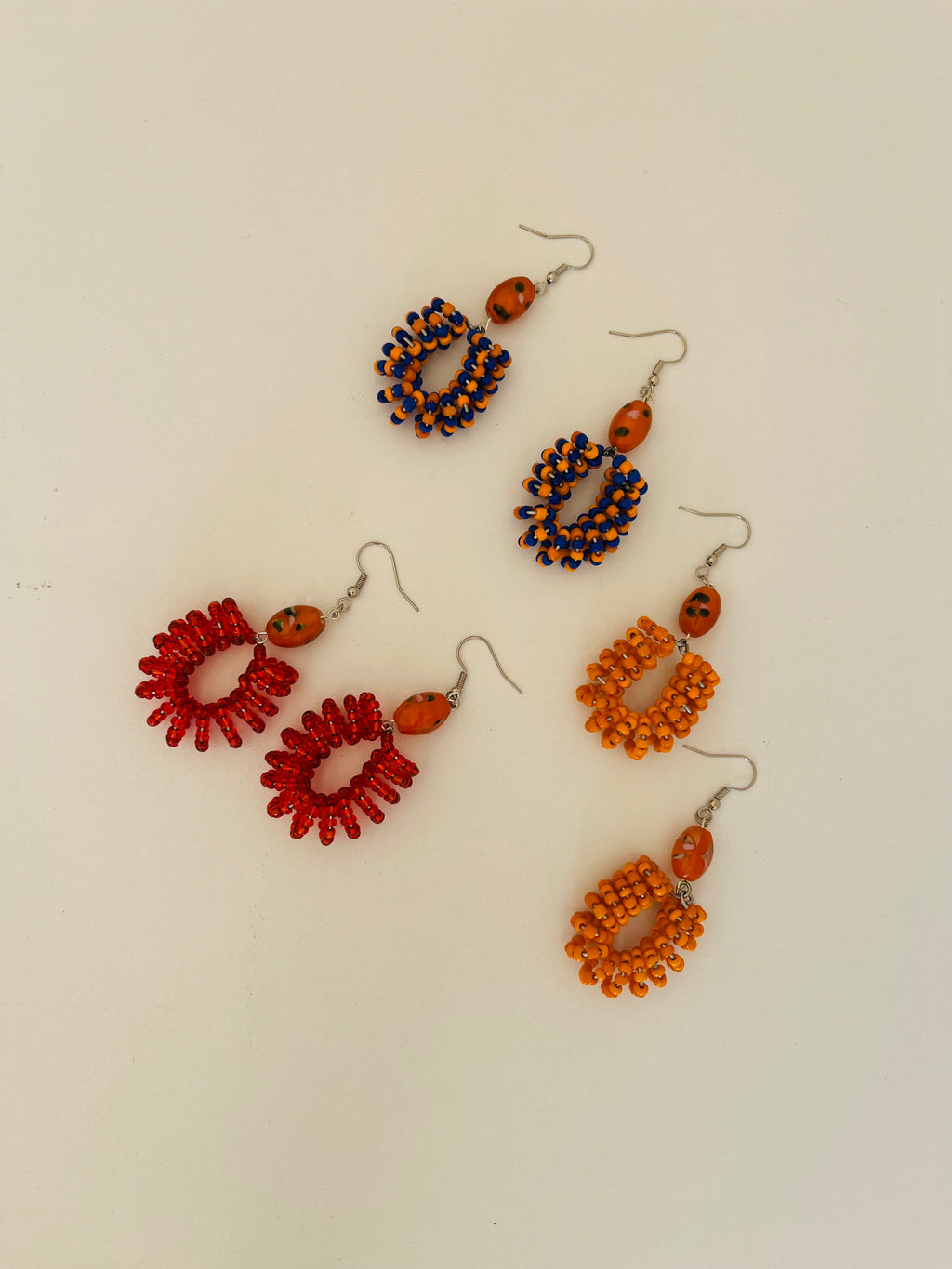 Spiral Beads (Orange) with Handmade Glass Bead Accent - R190,00