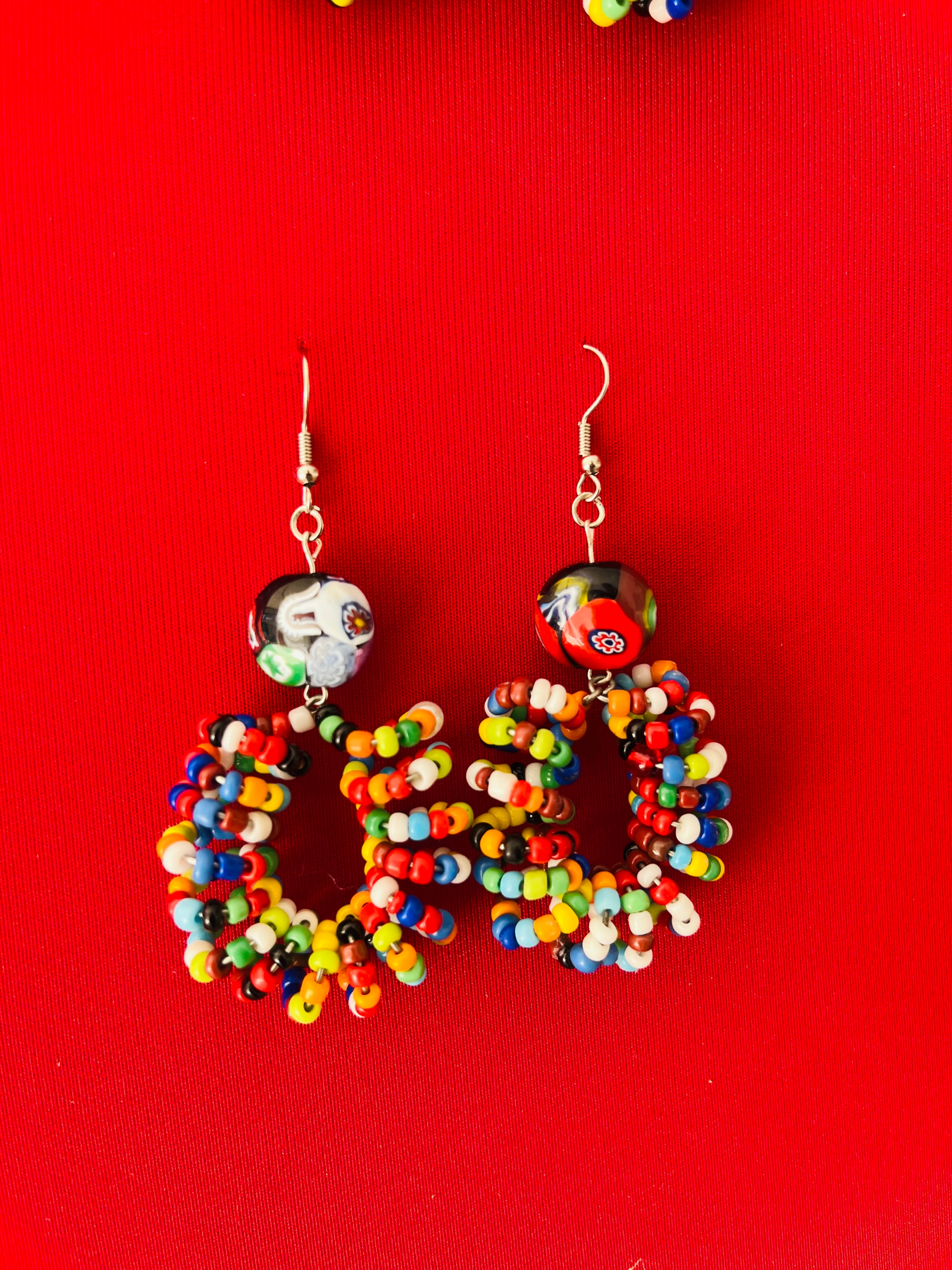 Spiral Beads (Mixed colours) with Handmade Glass Bead Accent - R190.00