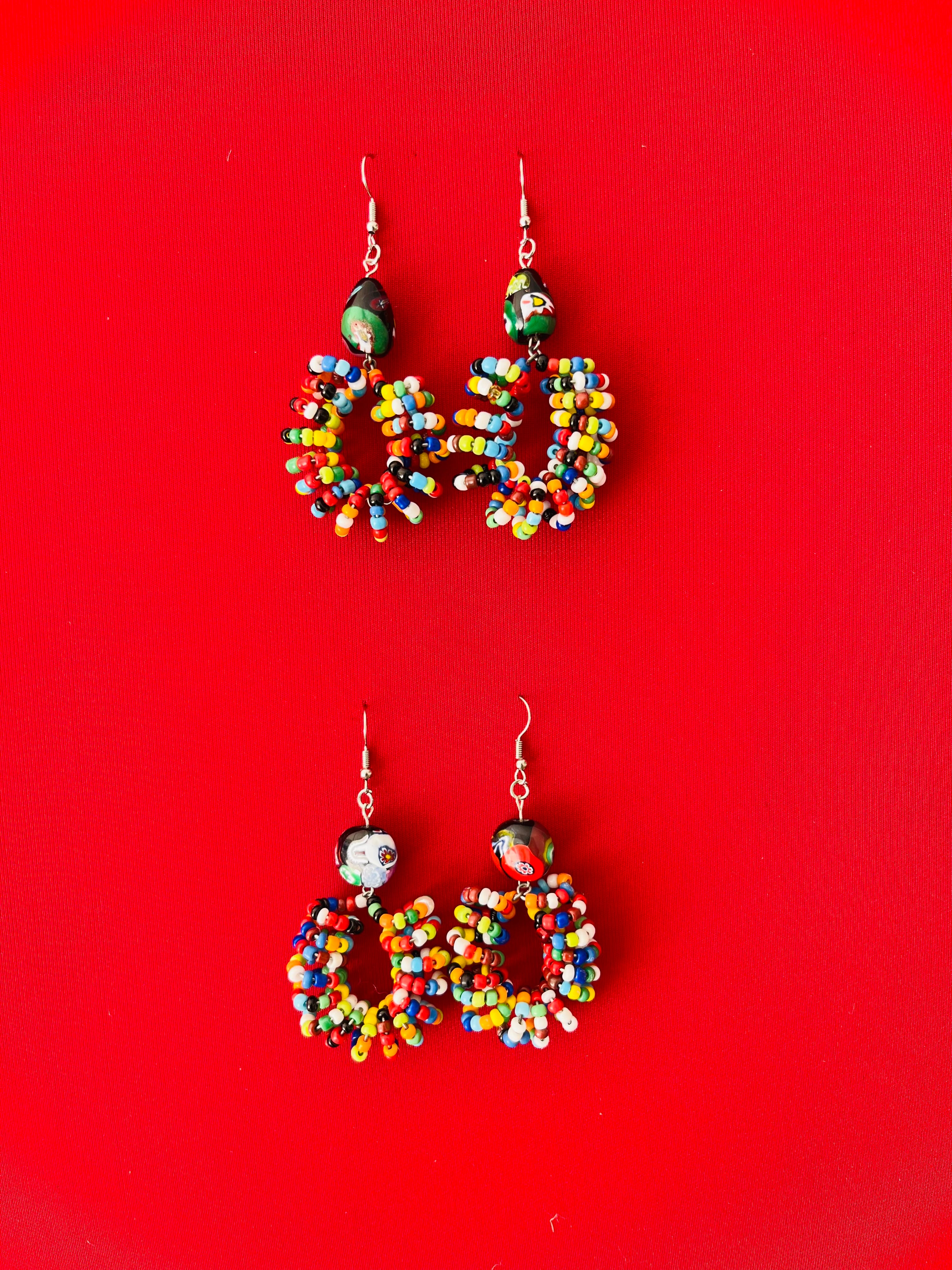 Spiral Beads (Mixed colours) with Handmade Glass Bead Accent - R190.00
