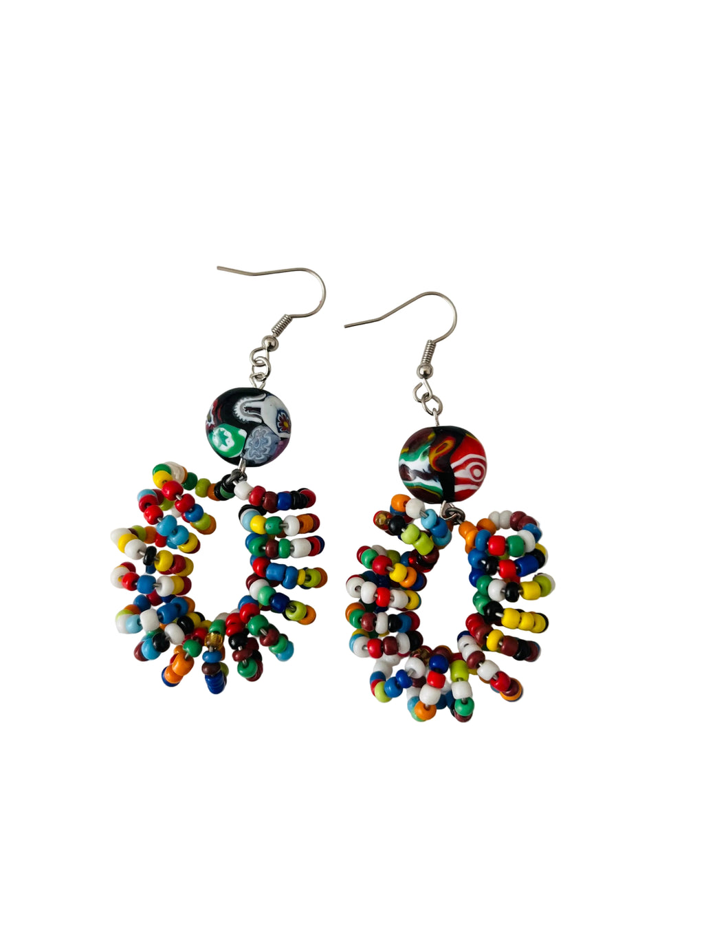 Spiral Beads (Mixed colours) with Handmade Glass Bead Accent - R190.00