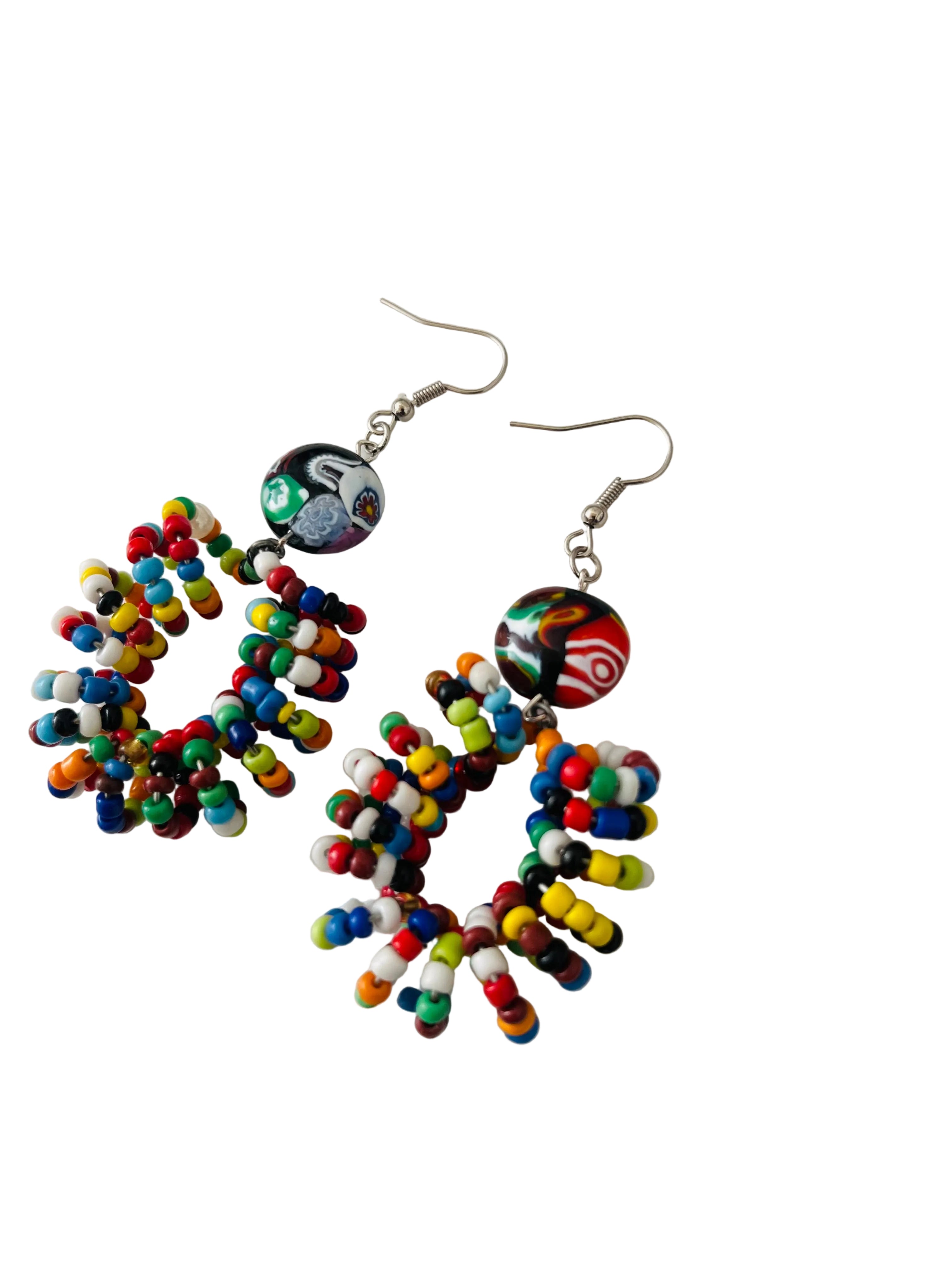 Spiral Beads (Mixed colours) with Handmade Glass Bead Accent - R190.00